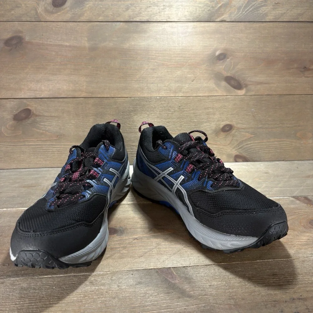 Asics Gel Venture 9 Womens size 7.5 Wide shoes Black Blue Trail sneakers